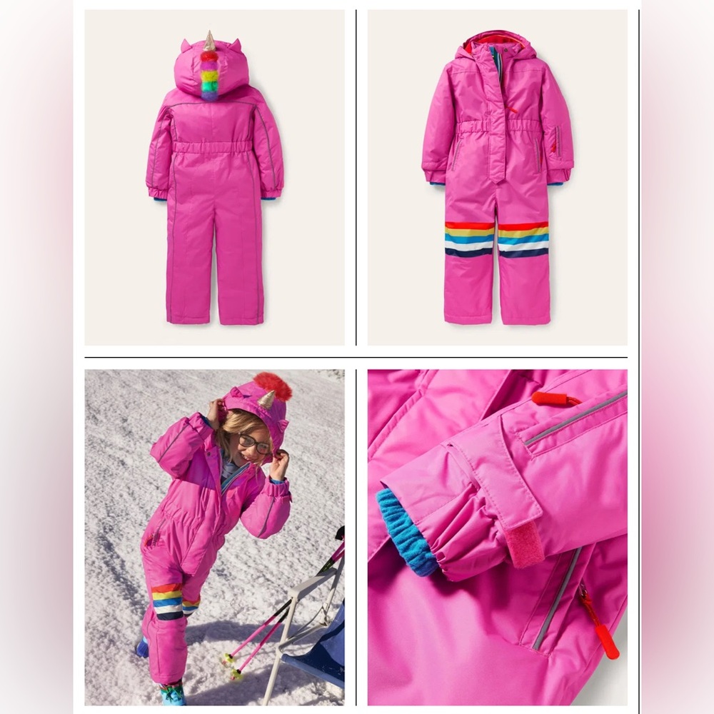 Mini Boden Unicorn Ski All-In-One Snowsuit Tickled Pink 8-9Y 134cm